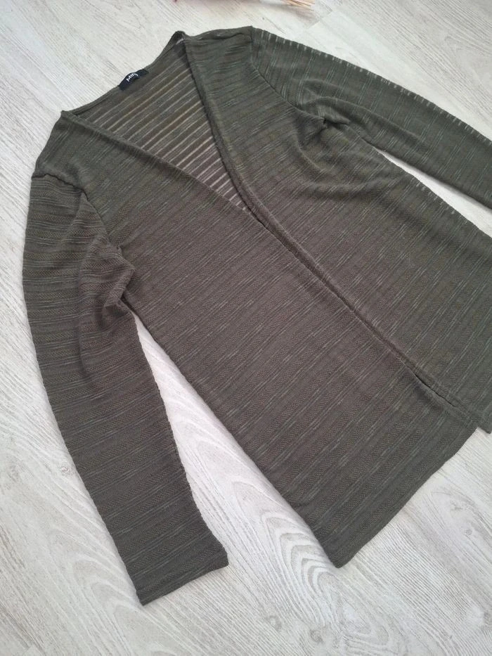 🌿 Textured Khaki Women’s Open Jacket/Vest/Cardigan by Mim – Size S/M 🌿 – photo 3